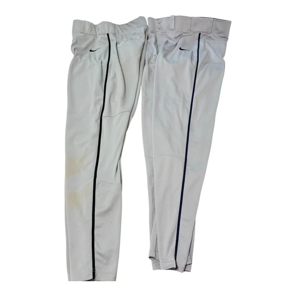 2 Pairs Nike Dri-FIT Swingman Baseball Pants Gray Navy Piped Small